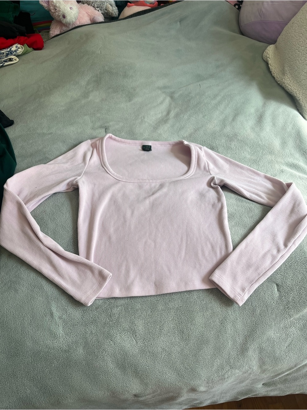 Wild Fable Light Pink Scoop Neck Ribbed Long Sleeve Shirt Size XS